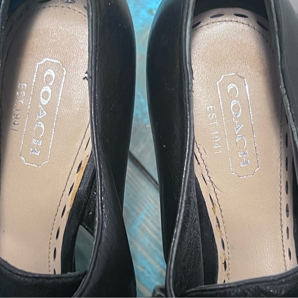 Coach Teagan Soft Leather Platform Women Shoes Black Heel Sandal Size 7.5B - Picture 12 of 13